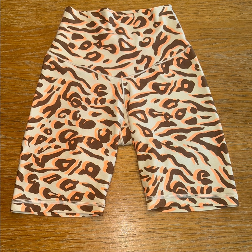 Aerie Brown and Cream Animal Print Athletic Shorts